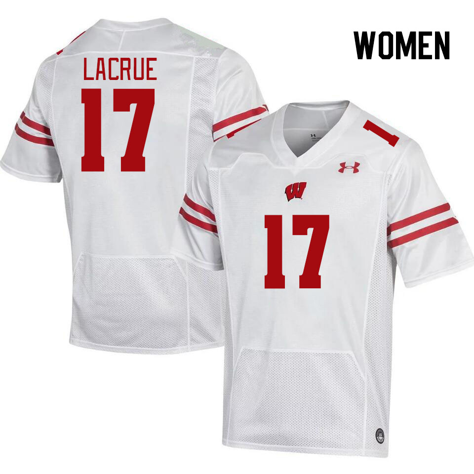 Women #17 Cole LaCrue Winsconsin Badgers College Football Jerseys Stitched Sale-White